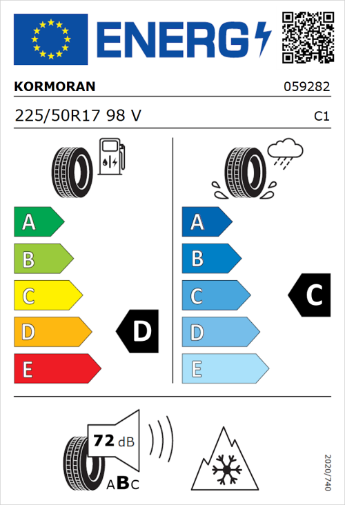 Tyre Label for Kormoran Snow 225/50R17 98V