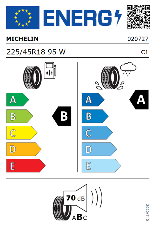 Tyre Label for Michelin Primacy 5 225/45R18 95W
